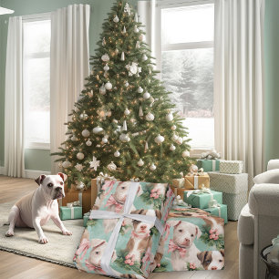 Adorable Piebald Pitbull Weihnachtsjungen Minze Gr Geschenkpapier