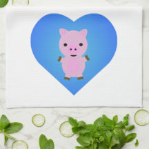 Adorable Pig mit einem blauen Herz im Hintergrund