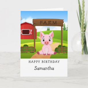Adorable Pig Piggy Birthday Card Karte