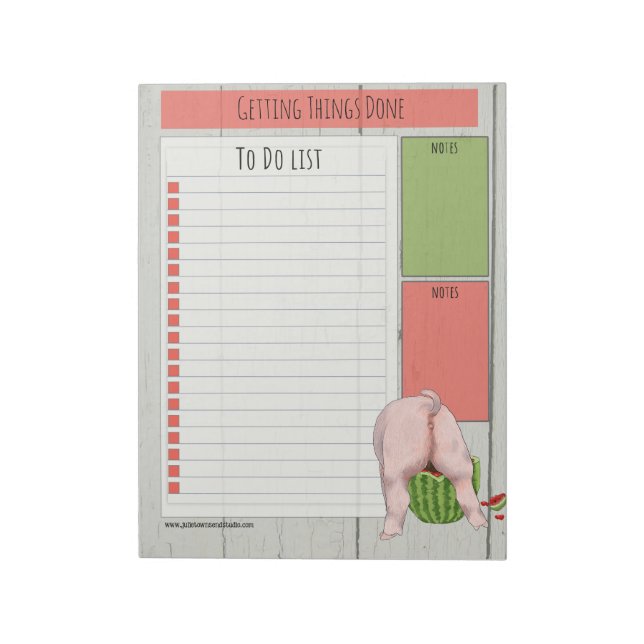 Adorable Pig To Do List Notepad - Schweinefleisch  Notizblock (Rotiert)