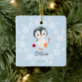 Adorable Pinguin Girls Weihnachten Keramikornament