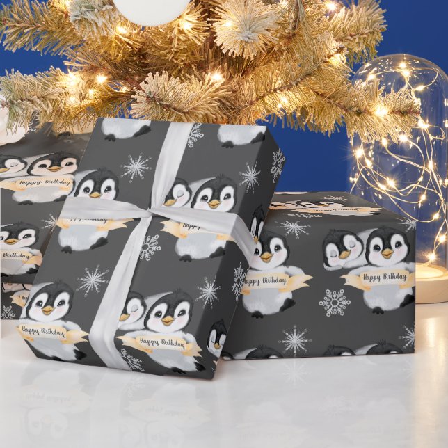 Adorable Pinguin Kids Boy Girl Happy Birthday Geschenkpapier (Feiertage)