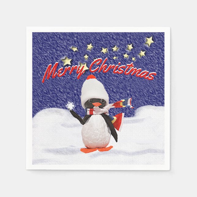 Adorable Pinguin Ornament Adventure Park Serviette (Vorderseite)