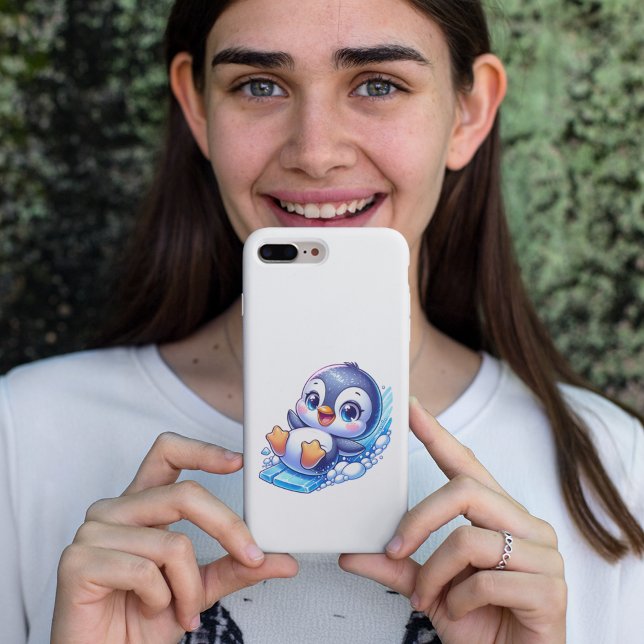 Adorable Pinguin Sliding on Ice Aufkleber (Von Creator hochgeladen)