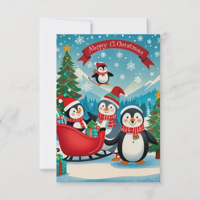Adorable Pinguine Einladung (Vorderseite)