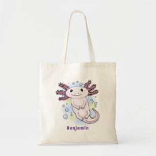 Adorable pink axolotl cartoon tragetasche