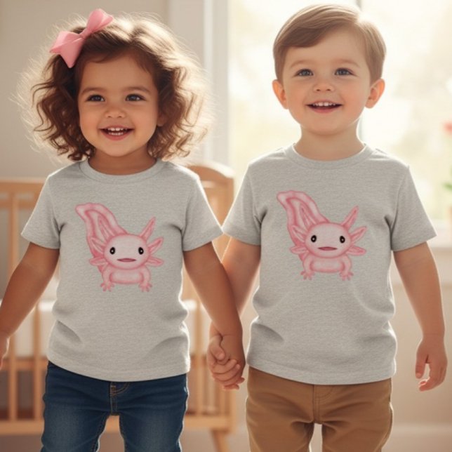 Adorable Pink Axolotl Toddler Baby T-Shirt (Von Creator hochgeladen)