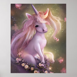 Adorable Pink Baby Unicorn Poster