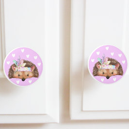 Adorable Pink Boho Chic Igel Keramikknauf