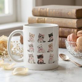 Adorable Pink Bow Kittens Cute Cat Lover's Coffee  Kaffeetasse