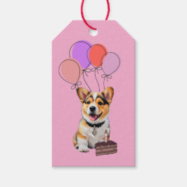 Adorable Pink Corgi Birthday Customizable Geschenkanhänger