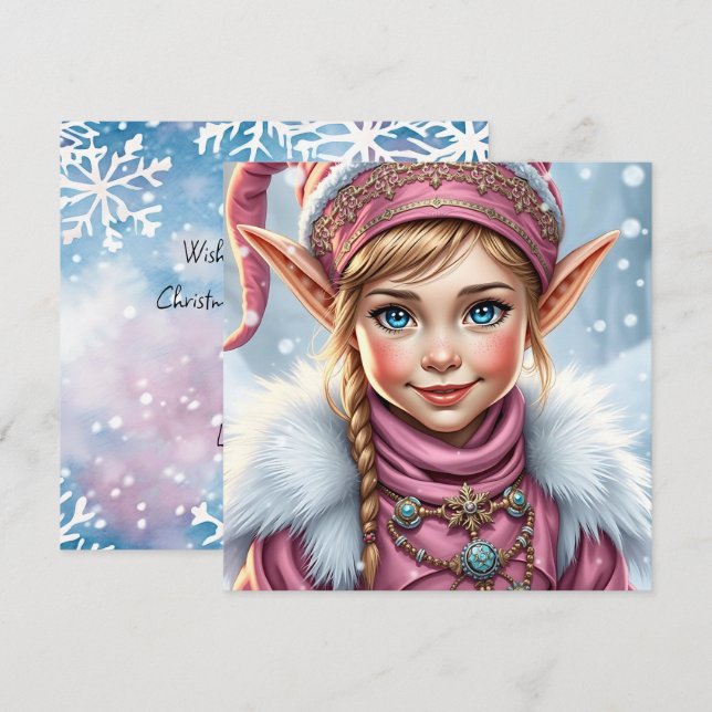 Adorable Pink Elf | Frohe Weihnachten Personalisie (Vorne/Hinten)