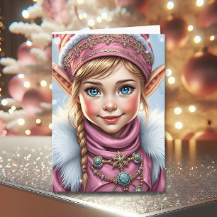 Adorable Pink Elf Frohe Weihnachten Personalisie