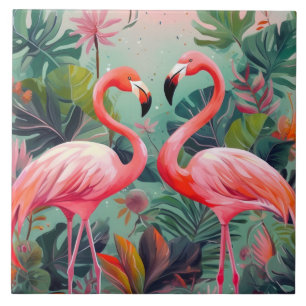 Adorable Pink Flamingo Keramik Tile Fliese