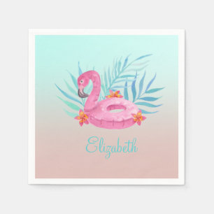 Adorable Pink Flamingo Palm Blätter Serviette