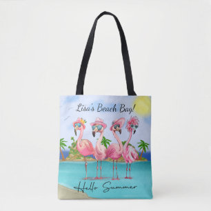 Adorable Pink Hallo Sommer Flamingos am Strand