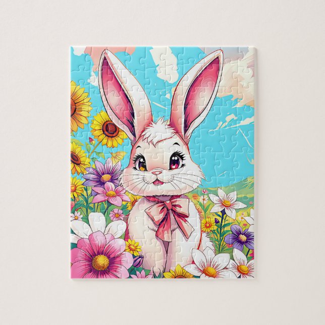 Adorable Pink-Hasen-Kinder Puzzle (Vertikal)