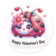Adorable Pink Heart Ladybug Valentinstag