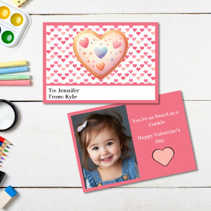 Adorable Pink Hearts Foto Mini Schule Karte
