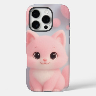 Adorable Pink Kitten mit flauschigen Pom-Poms iPhone 16 Pro Hülle
