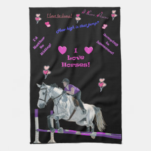 Adorable Pink & Lila Themed Horse American MoJo Küchentuch