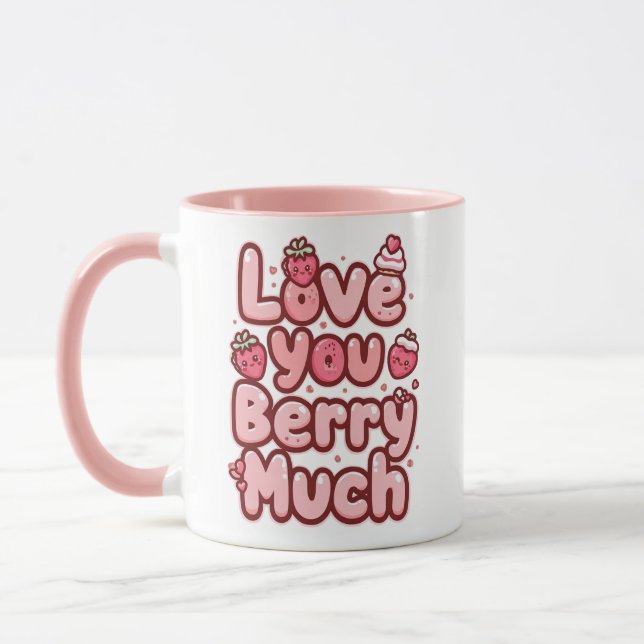 Adorable Pink "Love You" for Foodies Tasse (Links)