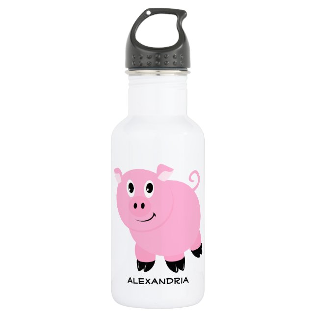 Adorable Pink Pig Personalisierter Cartoon Piggie Trinkflasche (Vorderseite)