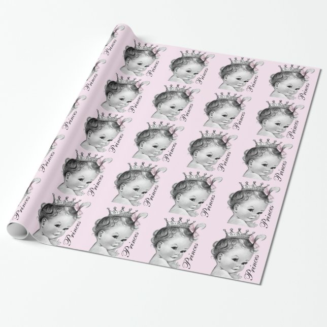 Adorable Pink Princess Baby Dusche Geschenkpapier (Ungerollt)