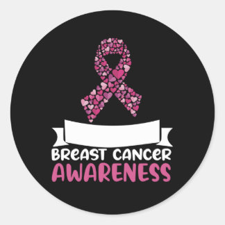 Adorable Pink Ribbon Brustkrebs Bewusstsein Frauen Runder Aufkleber