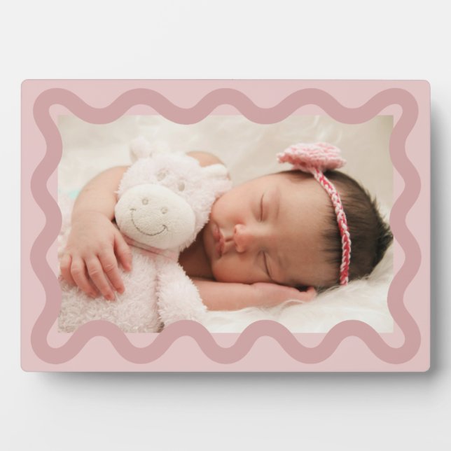 Adorable Pink Squiggly Foto Plaque Fotoplatte (Vorderseite)
