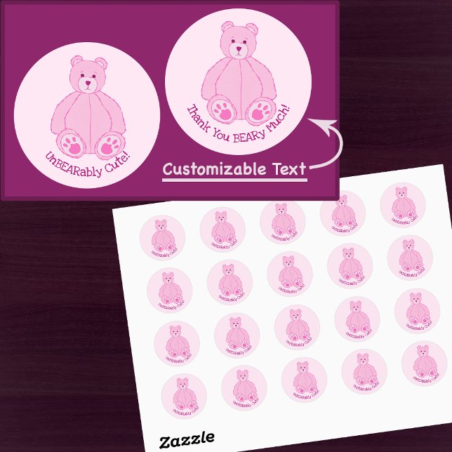 Adorable Pink Teddy Bär Runder Aufkleber (Von Creator hochgeladen)