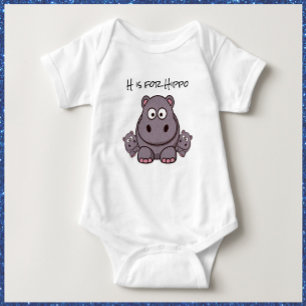 Adorable Pink und Gray Baby Hippo Baby Strampler