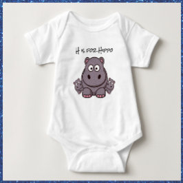 Adorable Pink und Gray Baby Hippo Strampler