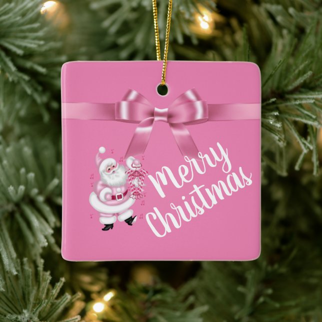 Adorable Pink Weihnachten Weihnachten Keramikornament (Baum)