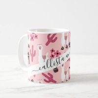 Adorable Pink White Llama Maraca Cactus Floral