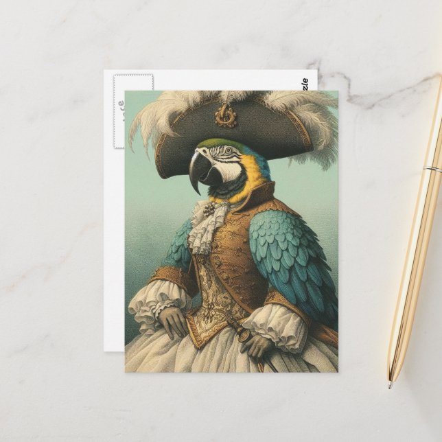 Adorable Pirate Bird Postkarte (Vorderseite/Rückseite Beispiel)