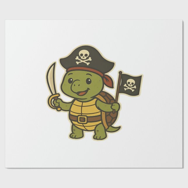 Adorable Pirate Turtle Classic T-Shirt Geschenkpapier (Flach)