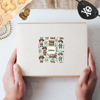 Adorable Piratengefühlskinder Quadratischer Aufkleber