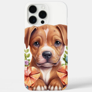 ADORABLE PIT BULL PUPPY HUND UND BLUME iPhone 16 PRO MAX HÜLLE