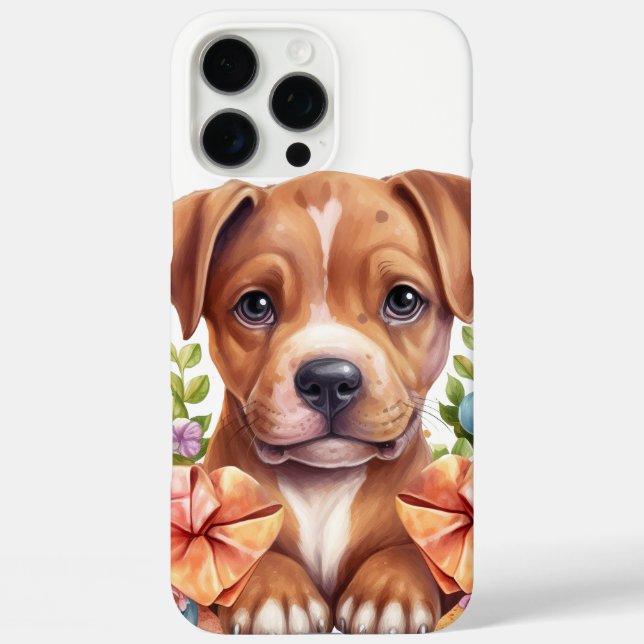 ADORABLE PIT BULL PUPPY HUND UND BLUME Case-Mate iPhone HÜLLE (Rückseite)