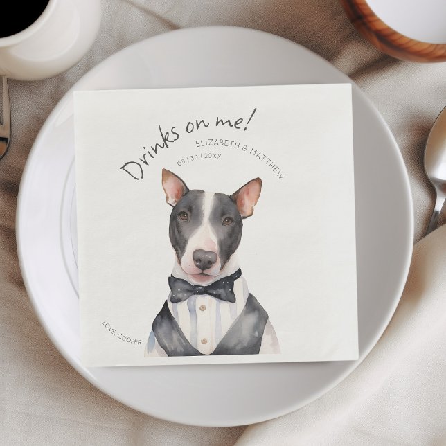 Adorable Pitbull Waiter Wasserfarbe Anpassbar Serviette (Von Creator hochgeladen)