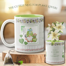Adorable Plant Kindness Green Garden Chic Gnome Zweifarbige Tasse