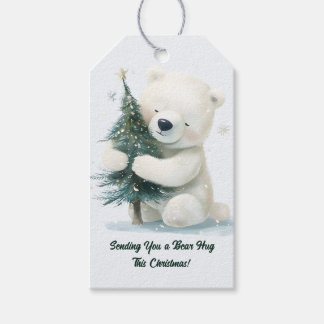 Adorable Polar Bär umarmt Weihnachtsbaum, Niedlich Geschenkanhänger