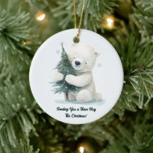 Adorable Polar Bär umarmt Weihnachtsbaum, Niedlich