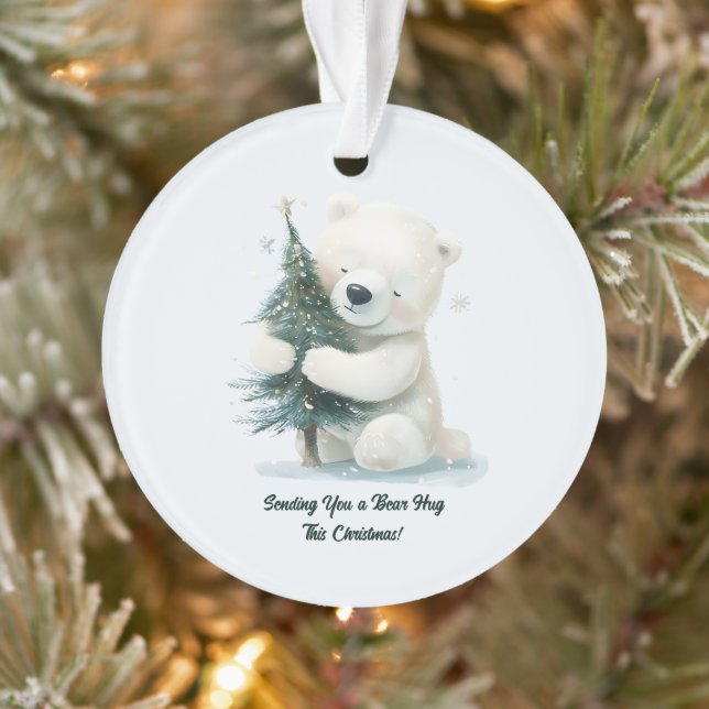Adorable Polar Bär umarmt Weihnachtsbaum, Niedlich Ornament (Baum)