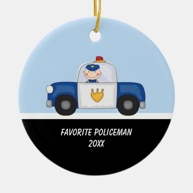 Adorable Policeman in Police Car Ornament (Vorne)
