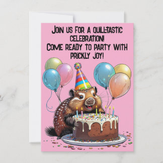 Adorable Porcupine Geburtstagsparty Spaß Einladung