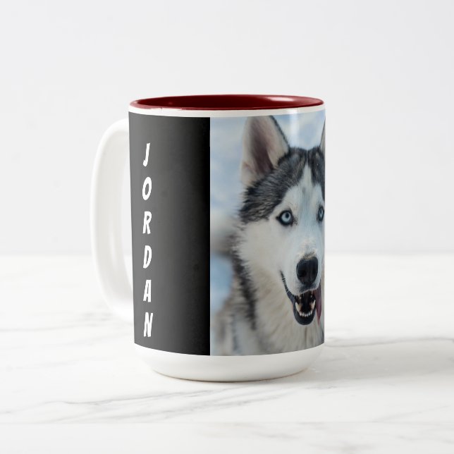 Adorable Portrait-Tasse für Haustiere Zweifarbige Tasse (Vorderseite Links)