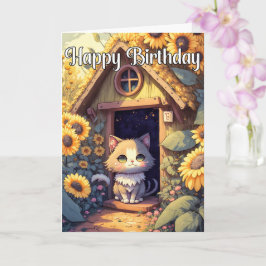 Adorable Posing Kitty Cat Illustration Karte