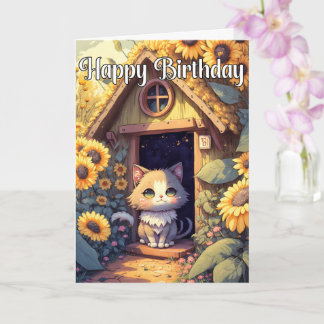 Adorable Posing Kitty Cat Illustration Karte